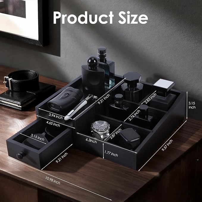 Bathroom Counter Organizer, Cologne Organizer for Men, Desk Storage - Image 2
