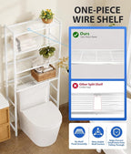 4-Tier Over The Toilet Storage Rack, Bathroom Organizer with One-Piece Metal Mesh Shelves, Over Toilet Shelf with Adjustable Feet & Anti-Tip Kit, Space-Saving Bathroom Storage, White - Image 5