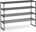 SONGMICS Shoe Rack, 4-Tier Shoe Organizer, Metal Storage Shelf | for Entryway, Upright or Upside Down, for 25-30 Pairs, Stackable, 11.8 x 46.1 x 28.4 Inches, Black ULSA034B01 by Unknown
