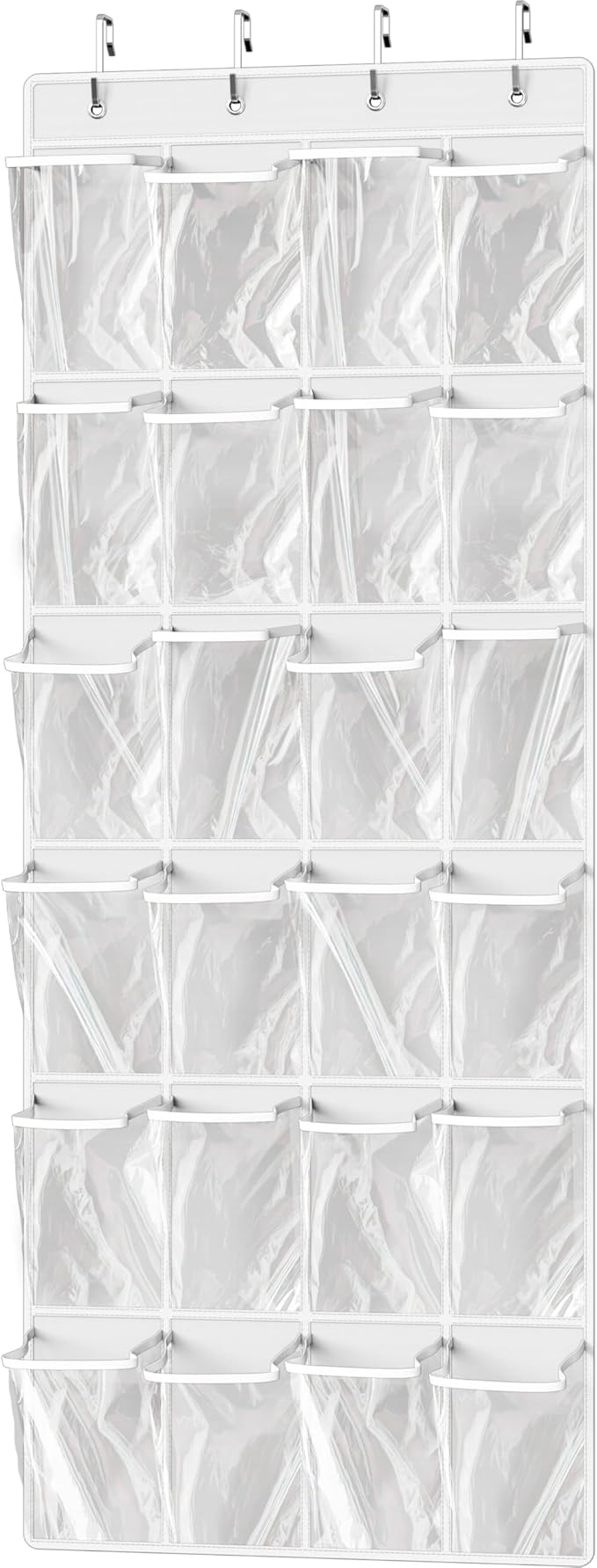 Simple Houseware 24 Pockets Large Clear Over the Door Shoe Organizer, White | 56" x 22.5", 4 Durable Metal Hooks, 5" x 9" Pocket Size, Multipurpose by SimpleHouseware
