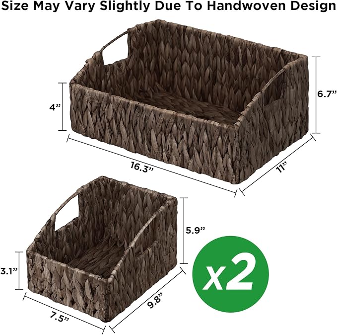 Pantry Baskets Organization, Wicker Basket for Shelf Black - Image 6