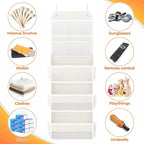 SpaceHacks 5-Tier Over the Door Organizer with Mesh Pockets, Baby Nursery Storage for Closet, Bathroom and Bedroom, Adjustable Hanging Closet Organizer for Cosmetics, Books and Essentials (Beige) - Image 5