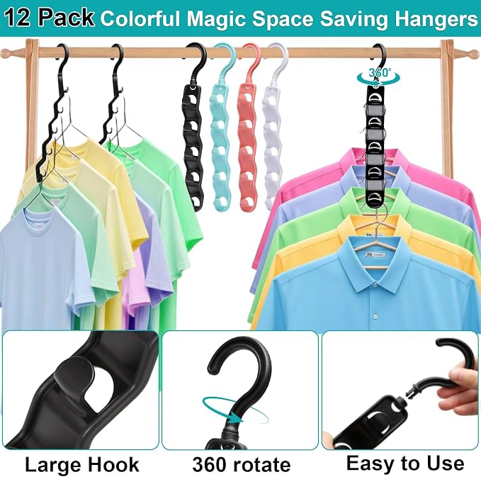 Closet Organizers and Storage,Upgraded Organization and Storage Clothes Hanger,8 Pack College Dorm Room Essentials,Sturdy Closet Organizer Home Essentials Space Saving Hangers for Thick Clothe - Image 7