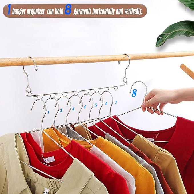 8 Pack Space Saving Hangers for Clothes Metal Hanger Organizer - Image 3