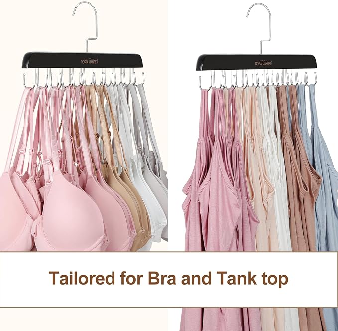 TOPIA HANGER 2 Pack Bra Hanger for Closet, Premium Wooden Tank Top Hangers - Image 4