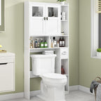 Vabches Over The Toilet Storage Cabinet with Doors and Shelves, White by Vabches