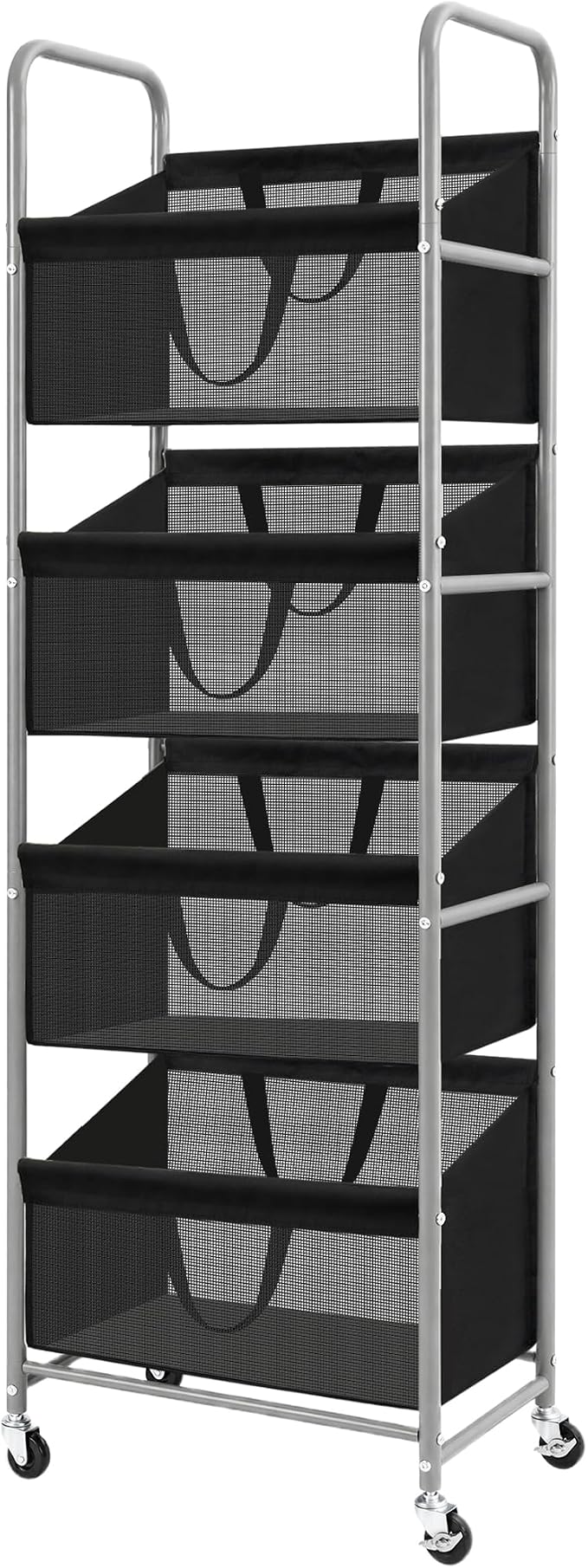 STO STO 4-Tier Vertical Rolling Laundry Hamper, Removable Bags, Black Mesh by STOSTO