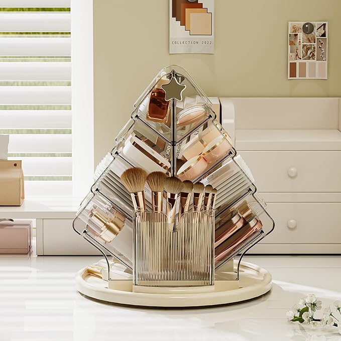 360° Rotating Makeup Organizer, 9.25'' Clear Lazy Susan for Vanity - Image 2