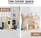 shuang qing 2-Tier Corner Bathroom Counter Organizer – Classic Storage Shelf for Makeup, Perfume & Toiletries, Space-Saving Countertop Tray Fits Bathroom, Dresser, Kitchen (Vintage Gold) - Image 5