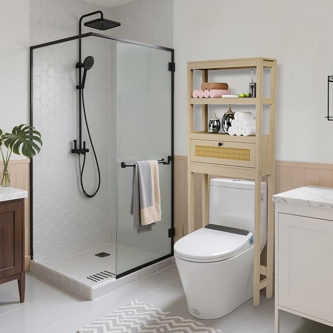 Over Toilet Storage Cabinet with Barn Door & Adjustable Shelves - Image 7