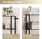 Over The Toilet Storage,2-Tier Bamboo Bathroom Shelf with Paper Holder - Image 6