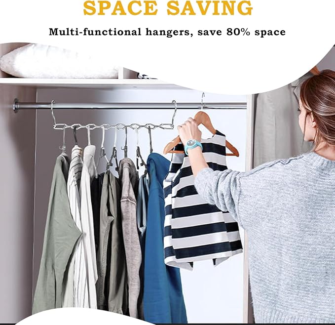 6 Pack Space Saving Metal Collapsible Hangers for Heavy Clothes, 22Lbs Capacity Hook Closet Space Savers Metal Hanger Organizer for Dorm, Room Essentials Storage Sliver - Image 5