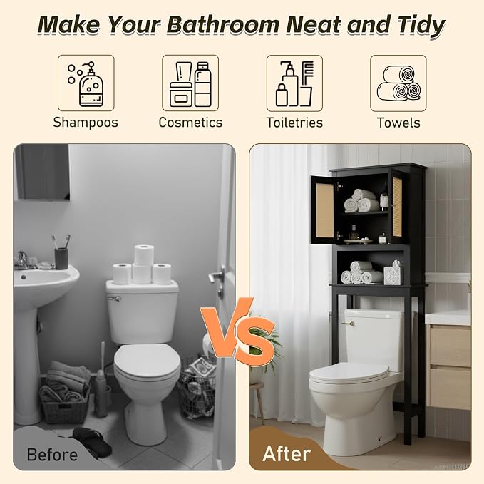 Over Toilet Storage Cabinet with Barn Door & Adjustable Shelves - Image 4