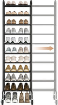 STORAGE MANIAC 10-Tier Expandable Shoe Rack, 44 Pairs Tall Vertical Shoe Rack, Heavy-Duty Metal Adjustable Shoes Organizer for Closet, Entryway, Hallway, Garage, Front Door, Shoes Shelves, Black by STORAGEMANIAC