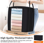 TasticTotes 120L Extra Large Blanket Clothes Storage Bags, Gray, 4 Pack | Foldable Blanket Storage and Organization, Thick Fabric Containers with Reinforced Handles & Zippers for Comforters, Bedding - Image 2