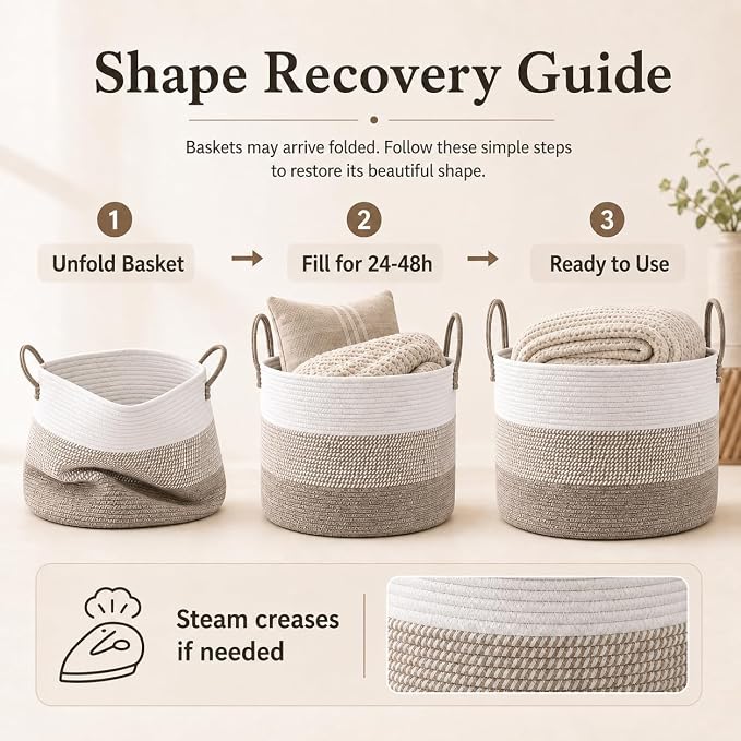JMvicyroam 115L Extra Large Machine Washable Cotton Rope Blanket Basket - Image 6