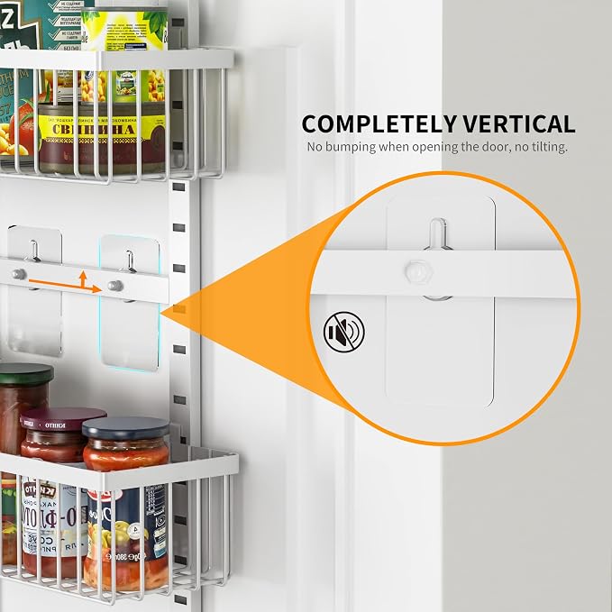 Moforoco 9-Tier White Over The Door Pantry Organizer, Pantry Organization and Storage, Black Hanging Basket Wall Spice Rack Seasoning Shelves, Home & Kitchen Bedroom Bathroom House Essentials - Image 5