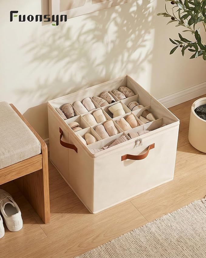 3 Pack Shoe Storage Organizer With Clear Lid-for Closet Wardrobe , Beige - Image 4