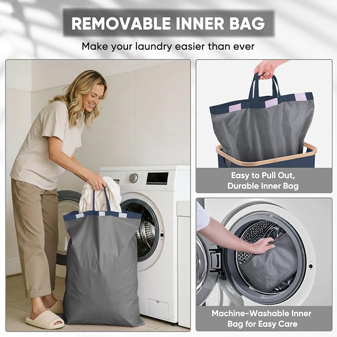 BALEINE 70L Laundry Hamper with Lid, Large Laundry Basket Bin - Image 2