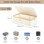 StorageWorks 7" Low Profile Underbed Storage Containers with Bamboo Frame | Strong Frame Resists Sagging, Buckle Flip-Top Lid, Fabric Handles, Foldable Stackable Design, for Dorms, Bedrooms & Closets - Image 5