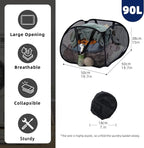 Collapsible Laundry Basket 90L, Mesh Pop-up Hamper, Black 2PCS - Image 2