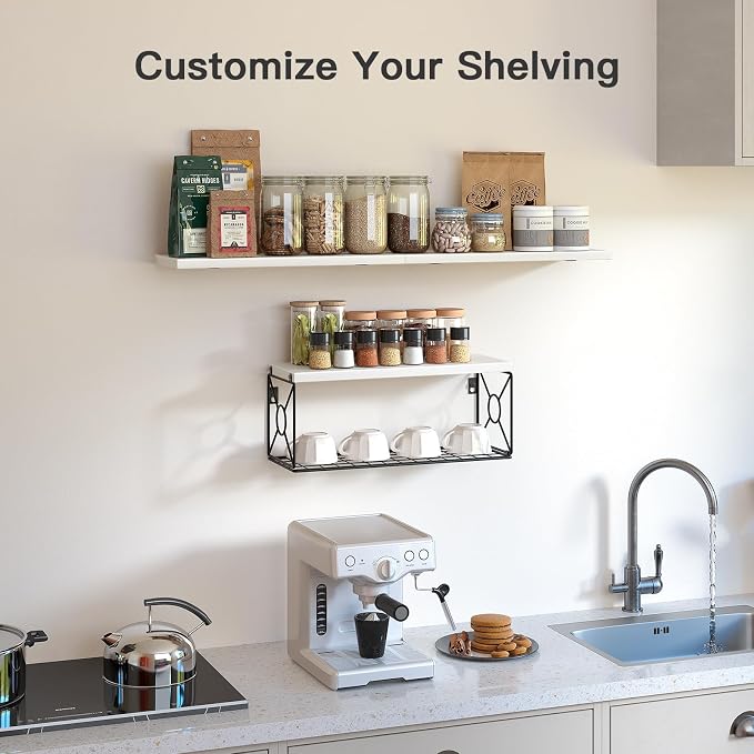 Amada Bathroom Shelves with Storage Basket, Set of 3, White - Image 6