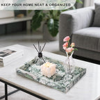 Marble Bathroom Tray for Countertop & Home Decor, Natural Decorative Marble Tray for Jewelry & Perfume Organizer, Luxury Stone Vanity Trays for Dresser, Kitchen Counter, 12" x 8", Jade Green - Image 7