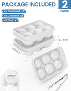 Large Ice Cube Tray for Freezer - 2 Pack Stackable Round Ice Cube Molds Set, Easy to Fill & Release with Storage Bin and Tongs for Kitchen, Party, Cocktail & Coffee, Gifts for Whiskey Lover (1.93In) - Image 2