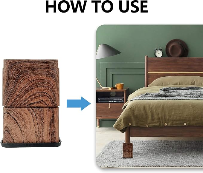 BTSD-home Wood Bed Risers 3 Inch, 4 Pack - Image 7
