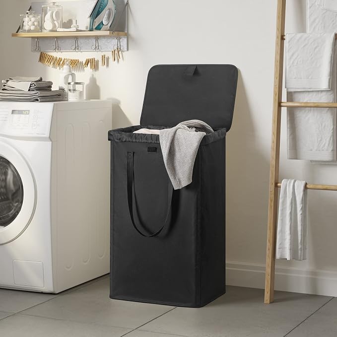 WOWLIVE 100L Black Laundry Hamper with Lid, Dirty Laundry Basket for Dorm - Image 2