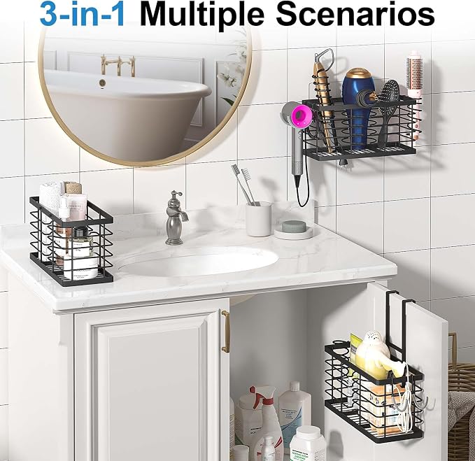 2026 Upgraded 3-in-1 Universal Hair Tool Organizer, XL Size, Black - Image 5