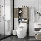 Vabches Over The Toilet Storage Cabinet with 2-Door Design Bathroom Organizers and Storage with Anti-Tip Device Over Toilet Organizer with Shelves for Bathroom,Restroom,Laundry Grey by Vabches