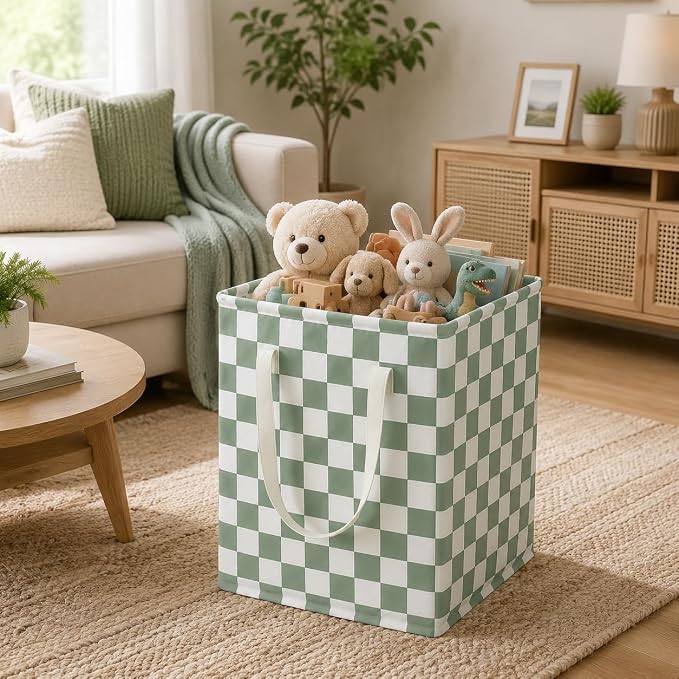 MAIZMZ 3 Pack Sage Green Storage Bins, 14.6"x12.6"x19.7" Waterproof Lining Laundry Baskets for Girls Room, Gifts - Image 7