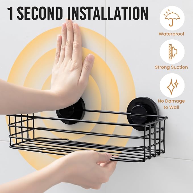 LEVERLOC Shower Caddy Suction Cup, Bathroom Organizer for Inside Shower - Image 2