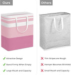 HomeHacks 2 Pack Laundry Baskets, Laundry Hampers Bags (Grey+Pink 100L) | Waterproof, Freestanding, Collapsible Clothes Hamper with Reinforced Handles in Laundry Room, Dorm, Bathroom, Bedroom - Image 3