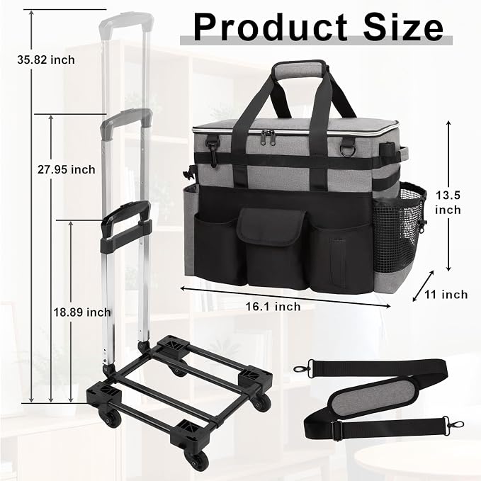Large Rolling Cleaning Caddy with Wheels, Cleaning Supplies Organizer - Image 2