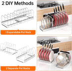MUDEELA Expandable Pot Pan Lid Organizers inside Cabinet, 12 Divider-Silver - Image 6