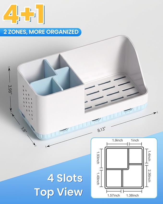 Toothbrush Holder Bathroom Counter Organizer & Storage Detachable - Image 3