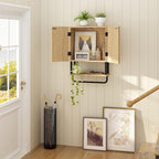 RUSTOWN Fluted Bathroom Wall Cabinet with 2 Doors, 3-Tier Medicine Cabinet - Image 7