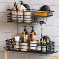 TAILI Shower Caddy Suction Cup 2 Pack with Hooks & Soap holder, Black by TAILI