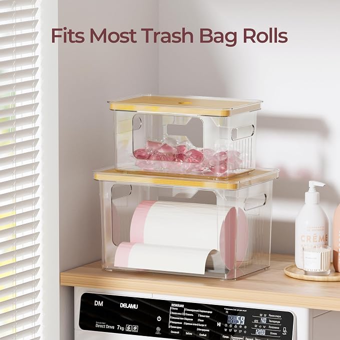 Delamu 2 Pack (XL+S) Trash Bag Dispenser, Stackable Garbage Bag Holder - Image 6