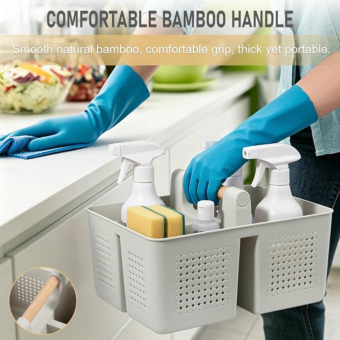 Portable Shower Caddy Basket Plastic Caddy Organizer with Handle Grey - Image 7