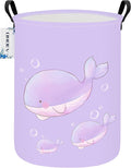 Round Purple Whale Laundry Hamper, Storage Basket for Adults and Kids by ONOEV