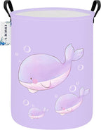 Round Purple Whale Laundry Hamper, Storage Basket for Adults and Kids by ONOEV