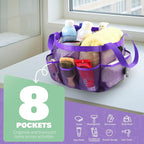 LOYEE Mesh Shower Caddy Portable for College Dorm Room Essentials with 8 Pockets, Shower Bag for Beach, Swimming, Gym, Travel, Bathroom(All purple) - Image 3