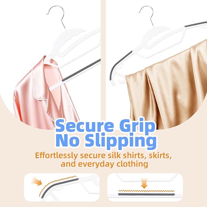30 Pack White ABS Plastic Clothes Hangers, Non-Slip Slim Hangers - Image 5