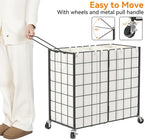 WOWLIVE Laundry Basket 3 Section with Wheels, Metal Rolling Laundry Hamper - Image 5