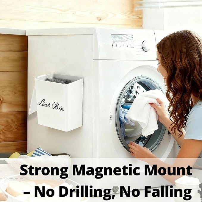 Artilife Magnetic Dryer Lint Bin with Lid, 6 x 5 in White ABS Plastic - Image 6