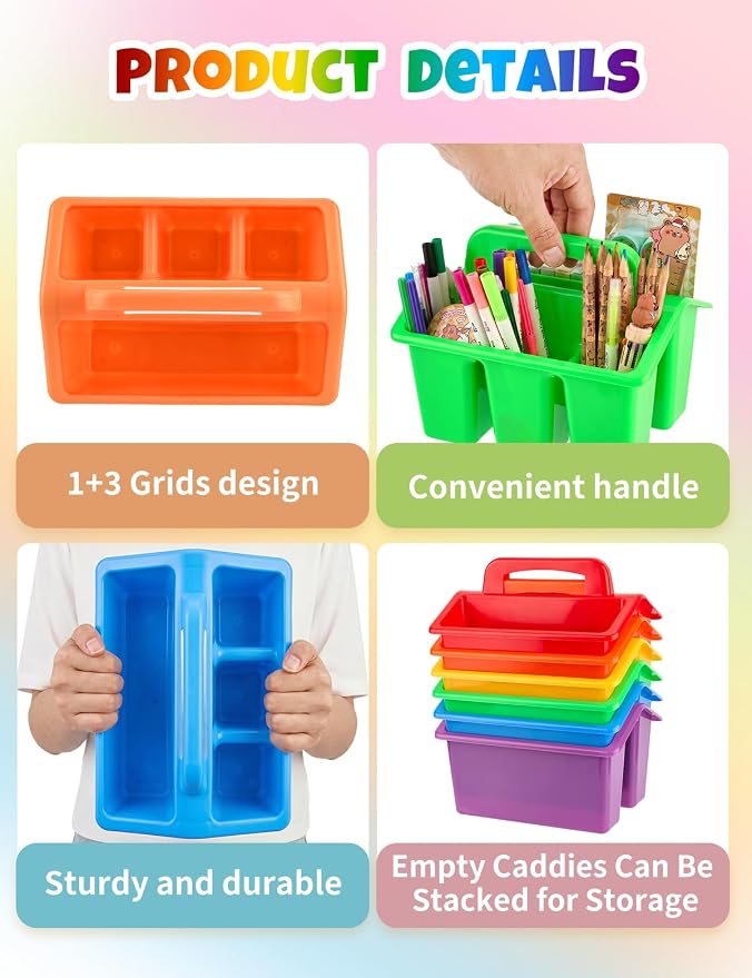 6 Pack Classroom Caddy Organizer with Handle, Table Caddy Classroom - Image 5