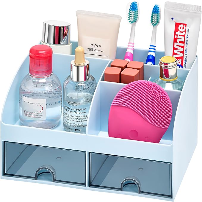VITVITI Bathroom Counter Sink Vanity Organizer Countertop with Drawer, Blue by VITVITI